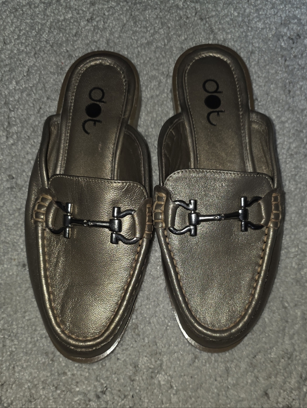 Dot Metallic Gold/Bronze Slip-On Loafer Mule for Women Size 7